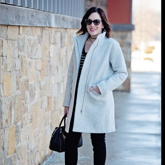 J.Crew size 0 wool cocoon pea coat stadium cloth by Nelson gori - Picture 4 of 8